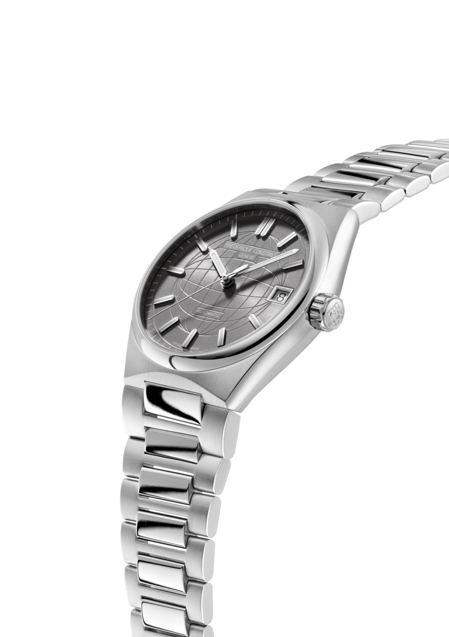  Highlife Ladies Automatic watch for woman. Automatic movement, grey dial, stainless-steel case, date window and stainless-steel integrated and interchangeable bracelet