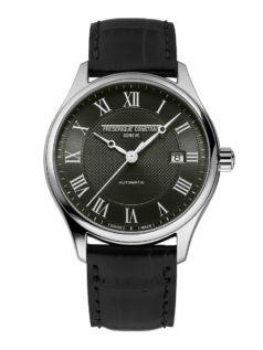 Classics Index Automatic watch for man. Automatic movement, khaki dial, stainless-steel case, date window and black leather strap