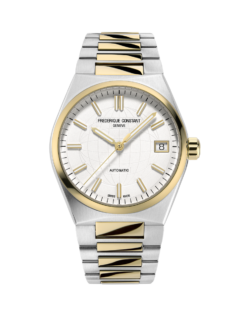 Highlife Ladies Automatic watch for woman. Automatic movement, white dial, stainless-steel and yellow gold plated bicolor case, date window and stainless-steel and yellow gold plated integrated and interchangeable bicolor bracelet