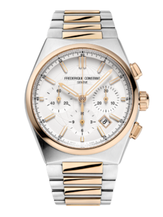 Highlife Chronograph Automatic watch for men. Automatic movement, white dial, stainless-steel and rose-gold plated bicolor case, date window, chronograph and stainless-steel and rose-gold plated bicolor integrated and interchangeable bracelet